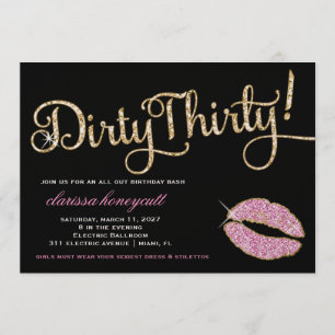 311 Glitzy Dirty Thirty Birthday Party Sparkle Invitation