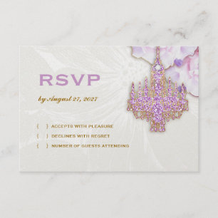 311 Glitzy Purple Chandelier Metallic RSVP Card