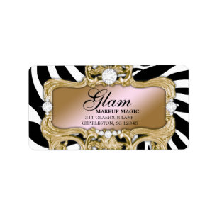 311 Gold Glam Crazy Zebra Address Label