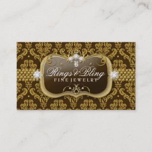 311-Golden Bling Damask Business Card