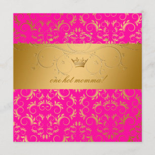 311 Golden diVine Passion Pink Baby Shower Invitation