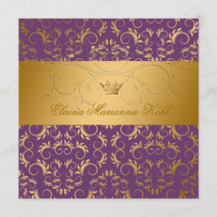 311-Golden diVine Purple Royale Sweet 16 Invitation