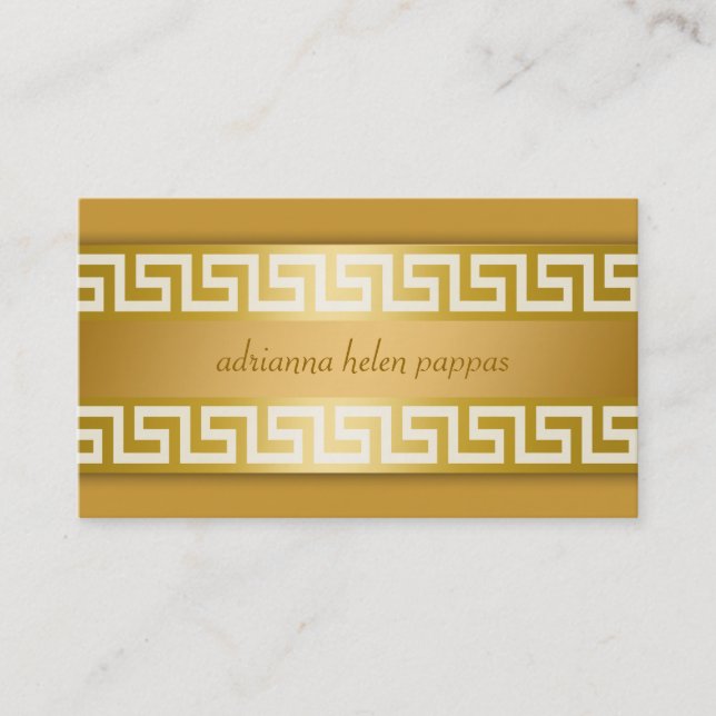 311-Golden Greek Key Business Card (Front)