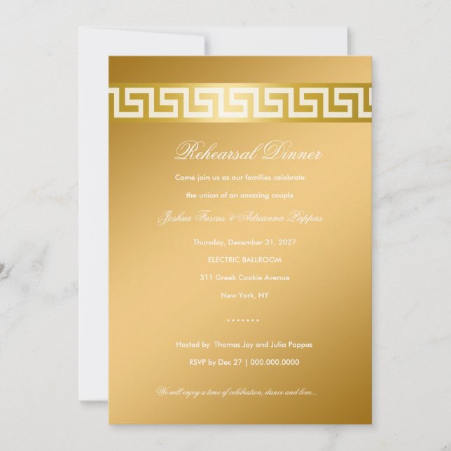 311-Golden Greek Key Invitation (Front)