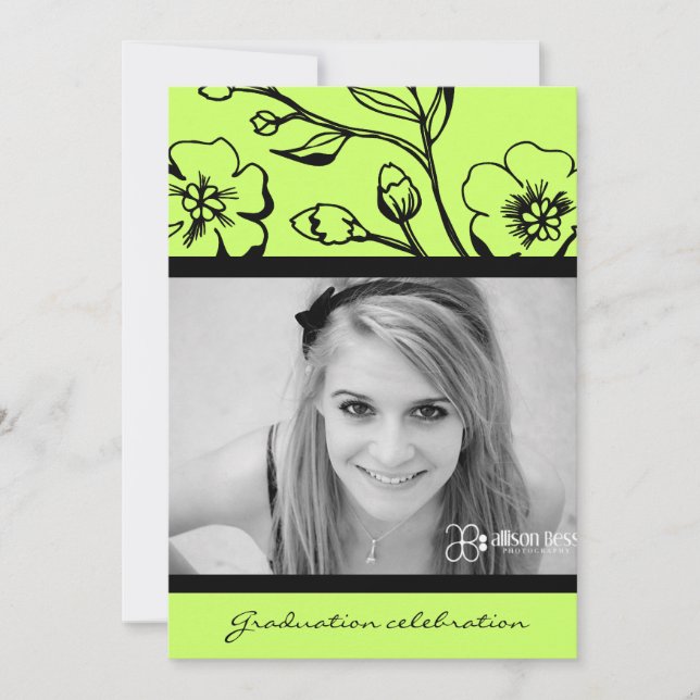 311-Graduation Lush Black & Lime Invitation (Front)