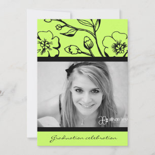 311-Graduation Lush Black & Lime Invitation