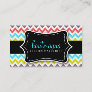 311 Haute Chevron Pattern Aqua Business Card