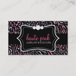 311 Haute Zebra Leopard Pink Business Card