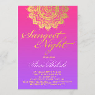 311 Henna Sangeet NiPink Purple Ombre Invitation