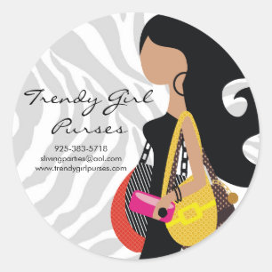 311-HIGH FASHIONISTA Purses Zebra Classic Round Sticker