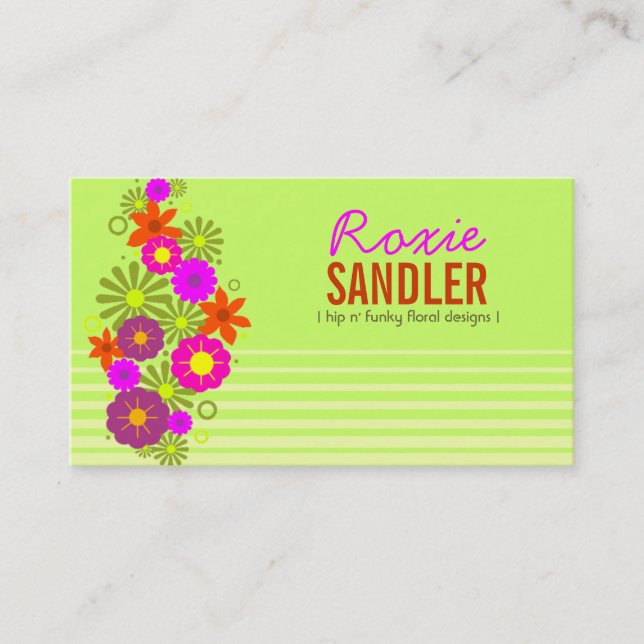 311 HIP N' FUNKY FLOWERS LIME BUSINESS CARD (Front)