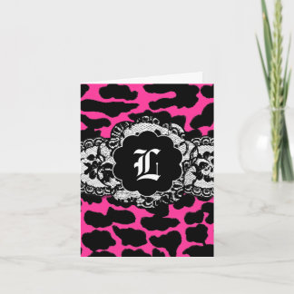311-Hott Pink Leopard Lace Thank U Card