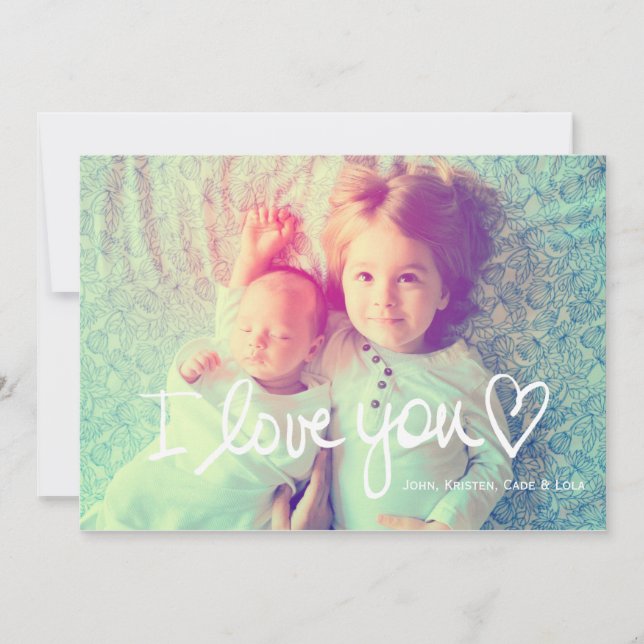 311 I Love You White Valentine Family Holiday Card (Front)