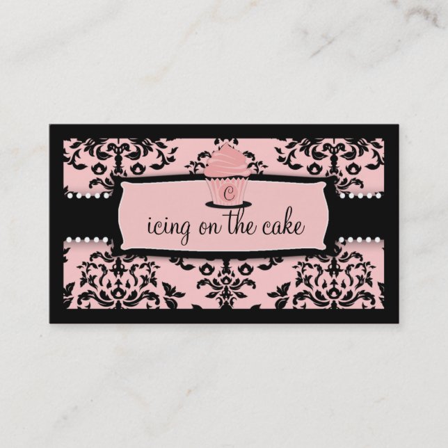 311 Icing on the Cake Cupcake Sweet Icing Pink Business Card (Front)