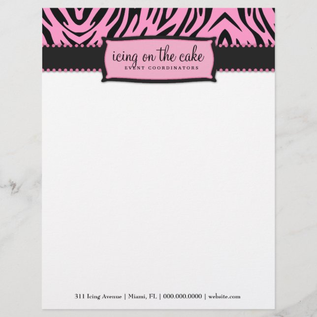 311-Icing on the Cake Pink Liquorice Zebra Customized Letterhead (Front)