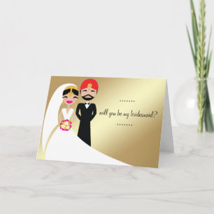 311 Indian Bride & Groom in White Gown Invitation