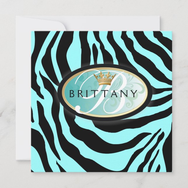 311-Iridescent Zebra - Turquoise Invitation (Front)