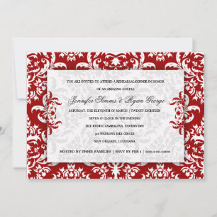 311 Jennifer Red Velvet Damask Invitation