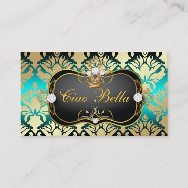 311 Jet Black Ciao Bella Aqua Sass Business Card (Front)