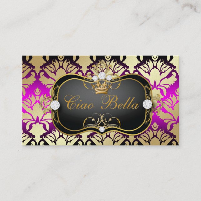 311 Jet Black Ciao Bella Pink Sass Metallic Gold Business Card (Front)