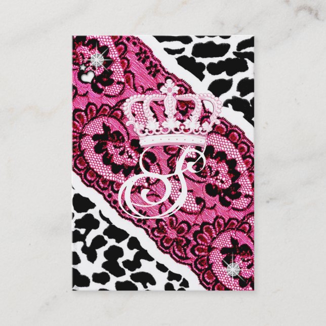 311-Lacy Leopard & Tiara Business Card (Front)