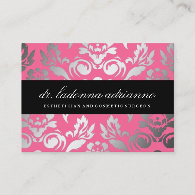311 Ladonna Damask Rose Pink Business Card (Front)