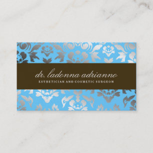311 Ladonna Damask Teal Metallic Business Card