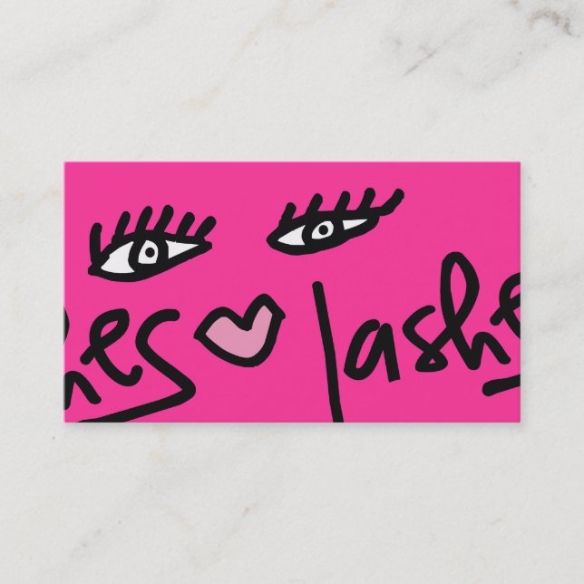 311 Lash Service Customisable Hot Pink Business Card (Front)