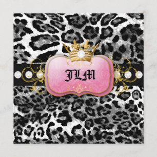 311-Lavish Pink Crown Leopard Invitation