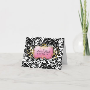 311-Lavish Pink Plate Black Leaves Thank You Card