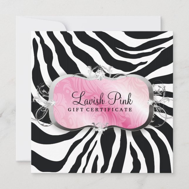 311 Lavish Pink Platter Zebra Gift Certificate (Front)