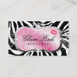 311 Lavish Pink Platter Zebra Swirls & Lips Business Card