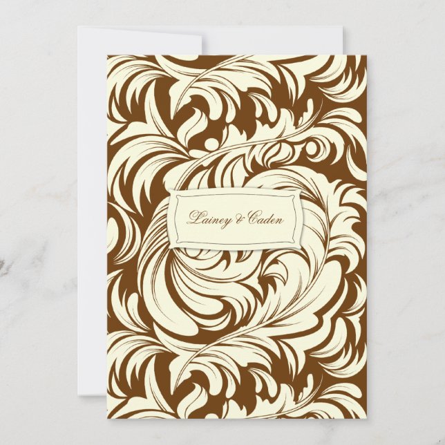 311-Lavishly Lainey Cream & Brown Invitation (Front)