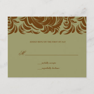 311-Lavishly Lainey Sage & Brown RSVP Card