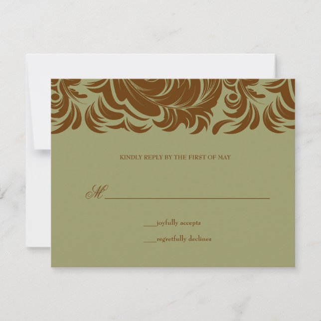311-Lavishly Lainey Sage &  Brown RSVP Card (Front)