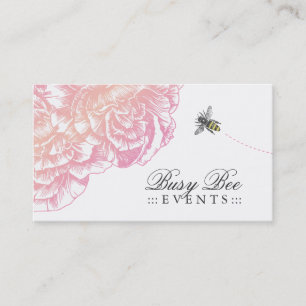 311-Le Plush Fleur with Bee - Creamy Pink Business Card