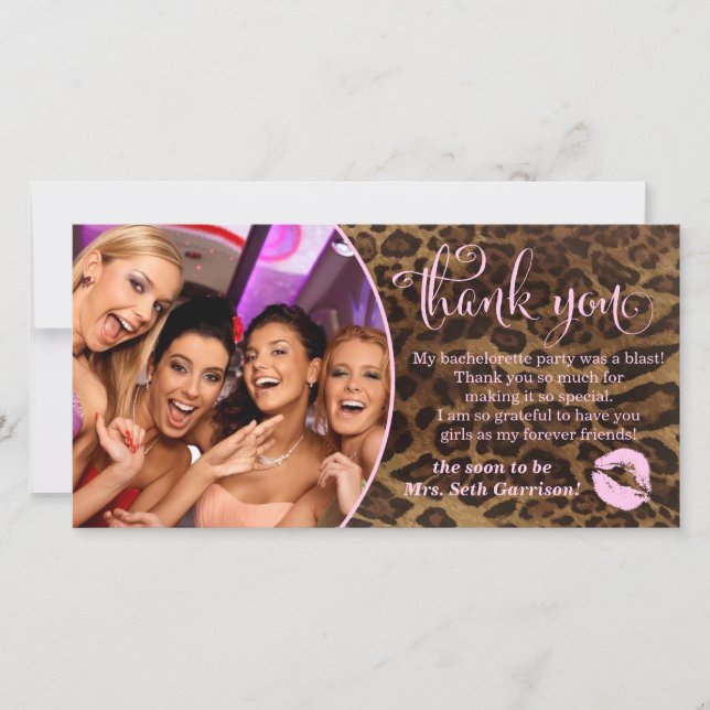 311 Leopard Bachelorette Party Thank You Card (Front)