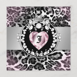 311-Leopard-Tique Kiss Queen of Hearts Sweet 16 Invitation