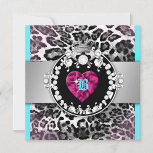 311-Leopard-Tique Queen of Hearts Sweet 16 Invitation