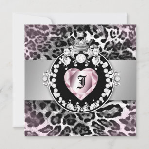 311-Leopard-Tique Queen of Hearts Sweet 16 Invitation