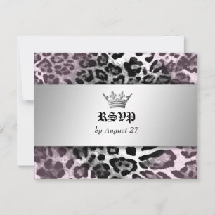 311-Leopard-Tique Queen of Hearts Sweet 16 RSVP Card