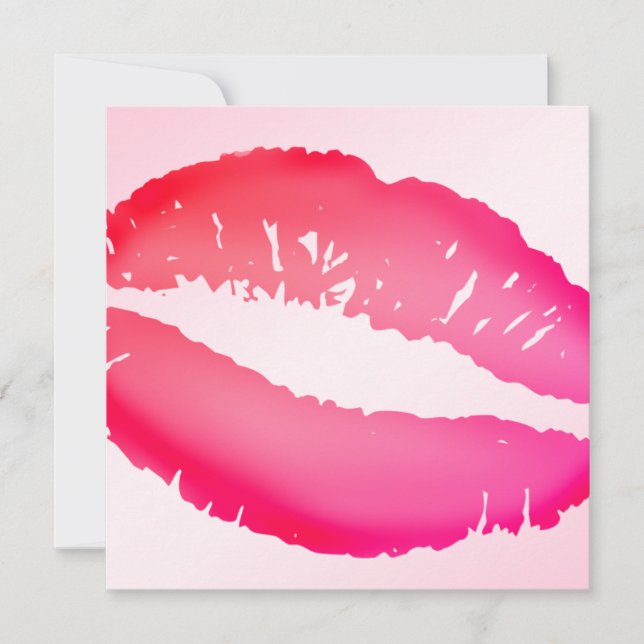 311-Lipstick Kisses | Pink Invitation (Front)