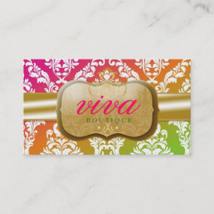 311-Lively Lavish Damask Monogram Business Card