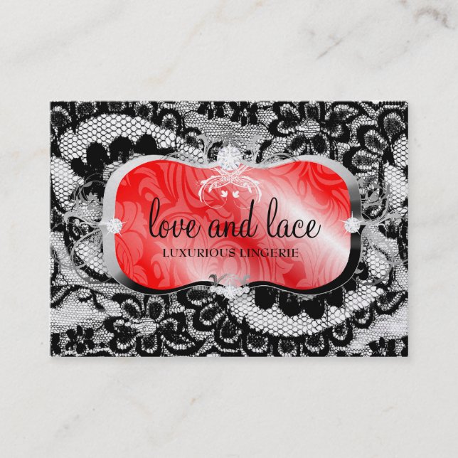 311 Love Lace Red Platter Metallic Paper Business Card (Front)