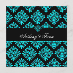 311 Luciana Aqua & Black Invitation