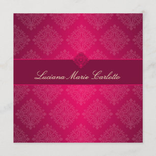 311 Luciana Hot Pink Fade Damask Invitation