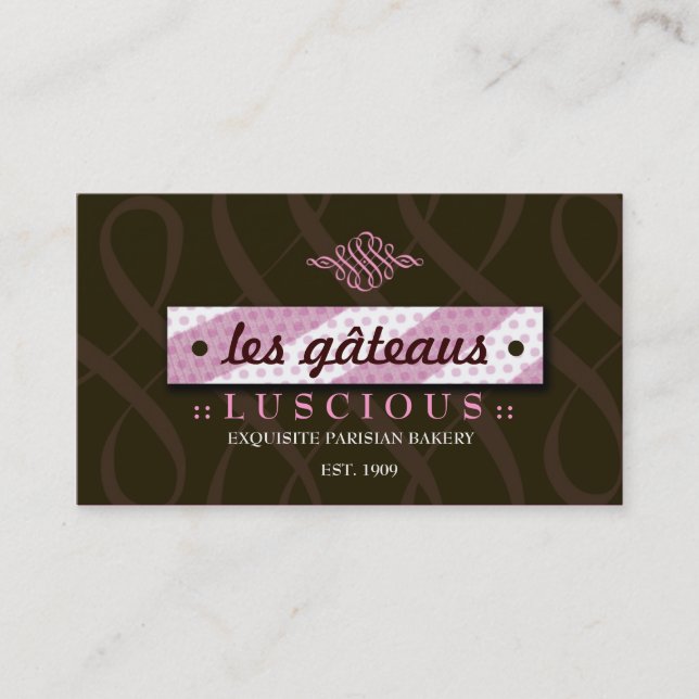 311-LUSCIOUS PINK & CHOCOLATE BUSINESS CARD (Front)