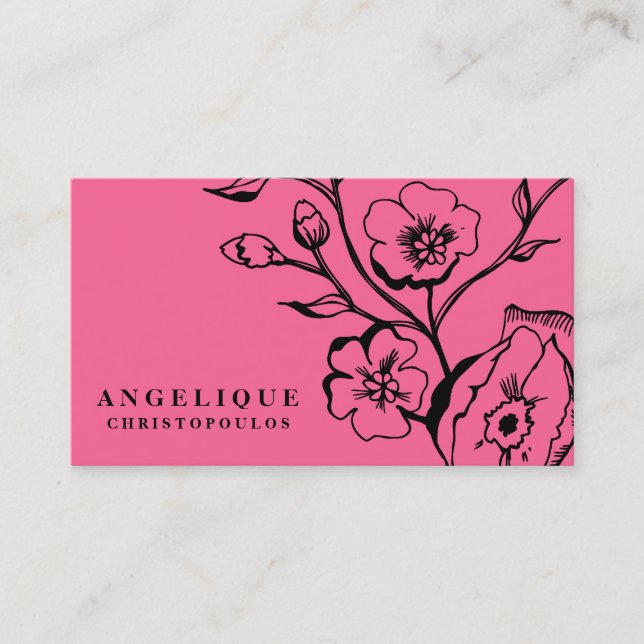 311-Lush Pink Black Business Card (Front)