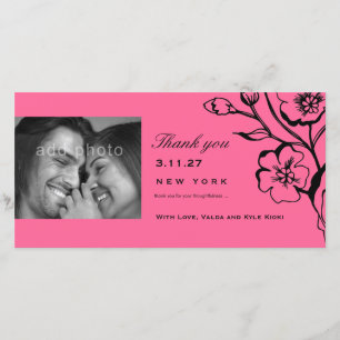 311-Lush Pink Black Thank you Card