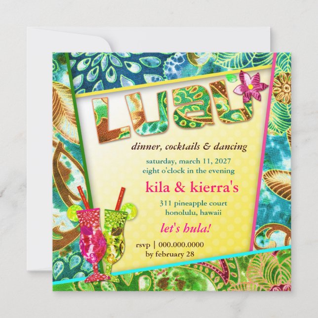 311 Lushious Luau Invitation Golden Metallic (Front)